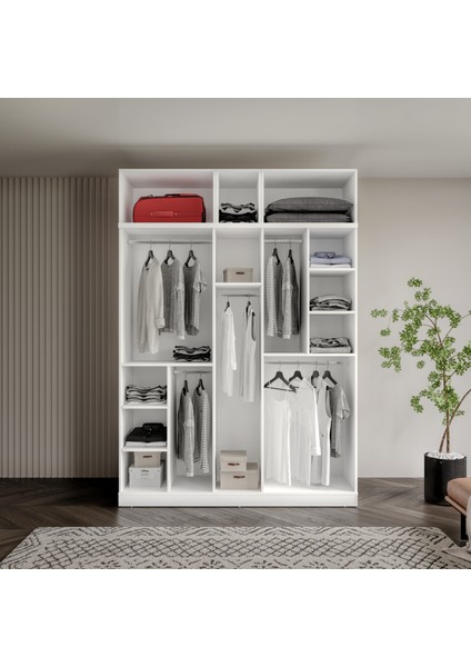 Milas Gold 5 Kapaklı Komple Mdf Yüklüklü Gardırop -Elbise Dolabı - Yüklük Dolabı fırsatları