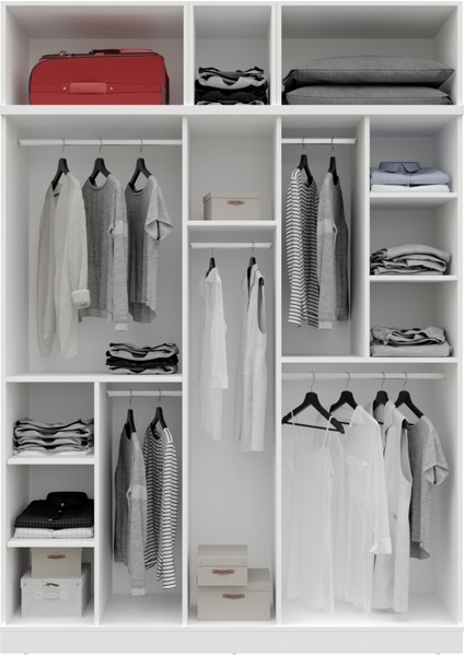 Milas Gold 5 Kapaklı Komple Mdf Yüklüklü Gardırop -Elbise Dolabı - Yüklük Dolabı indirimleri