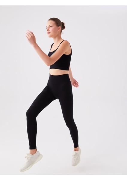 Yeni Sezon Beli Lastikli Düz Seamless Kadın Tayt