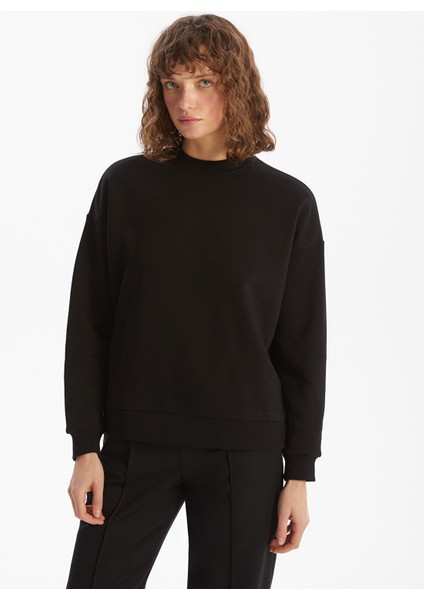 Yeni Sezon Bisiklet Yaka Oversize Kadın Kalın Sweatshirt