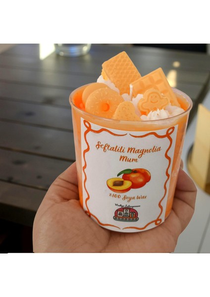 Şeftalili Magnolia Mum – El Yapımı %100 Soya Wax Kokulu Dekoratif Tasarım Mum modelleri