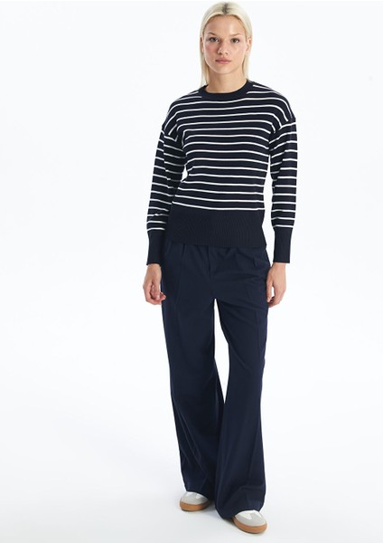 Yeni Sezon Bisiklet Yaka Çizgili Uzun Kollu Kadın Triko Kazak fiyatları