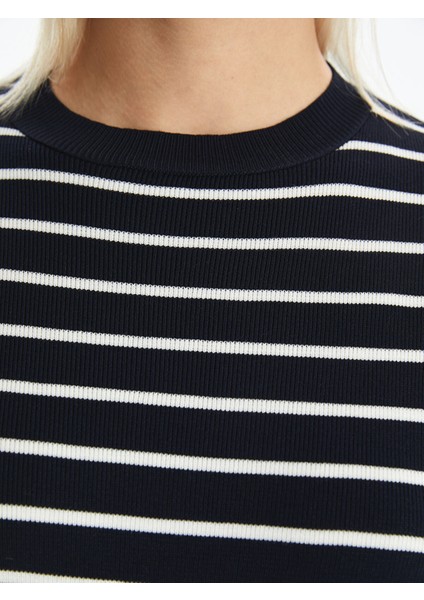 Yeni Sezon Bisiklet Yaka Çizgili Uzun Kollu Kadın Triko Kazak modelleri