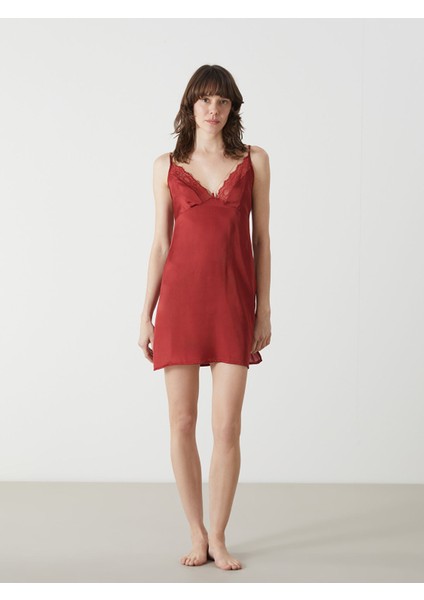 Yeni Sezon V Yaka Dantel Detaylı Askılı Saten Kadın Fantezi Gecelik fiyatları