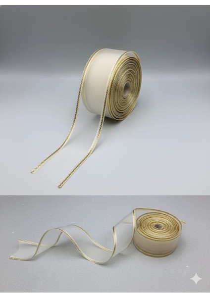 5 Metre Organze Kurdele 4 cm Genişlik, Simli Organze Kurdele, Paket Kurdele, Bohça Kurdele, Süsleme