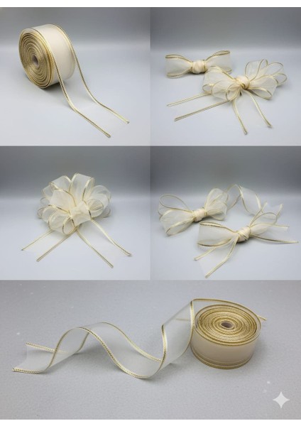 5 Metre Organze Kurdele 4 cm Genişlik, Simli Organze Kurdele, Paket Kurdele, Bohça Kurdele, Süsleme modelleri