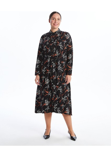 Yeni Sezon Desenli Kadın Gömlek Elbise