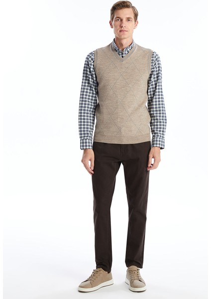 Yeni Sezon Standart Kalıp V Yaka Erkek Triko Süveter fırsatları