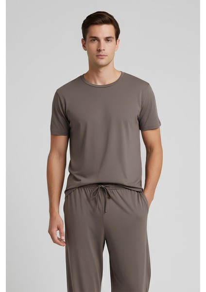 Erkek Kısa Kollu Basic Esnek Likralı Viskoz T-Shirt MAN01