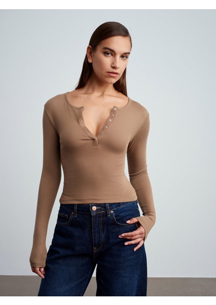 31442 Uzun Kollu Çıtçıtlı Top-Vizon indirimleri