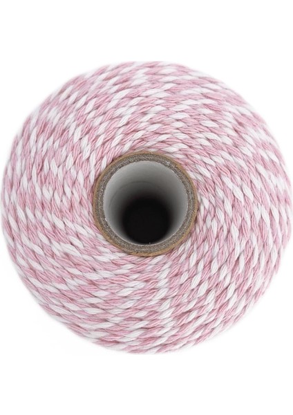 200 Metre (Bobin) Pembe-Beyaz Bijuteri Bileklik Ipi Marteniçka Süs Ipi Hediye Ambalaj Ipi