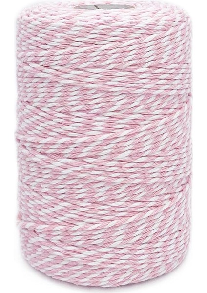 200 Metre (Bobin) Pembe-Beyaz Bijuteri Bileklik Ipi Marteniçka Süs Ipi Hediye Ambalaj Ipi fiyatları