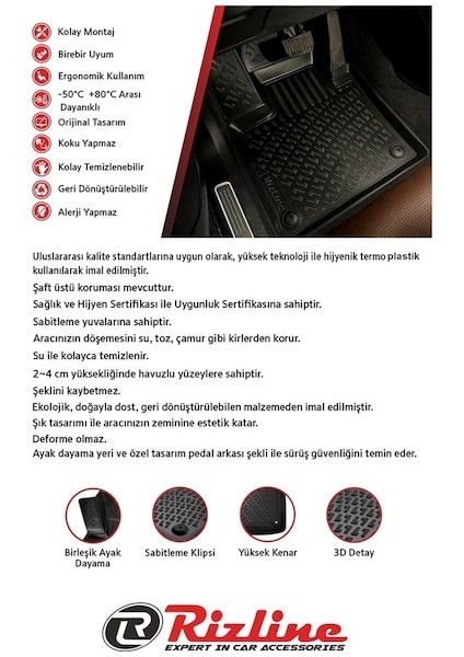 Citroen C4 2025 Model 3D Ekstra Havuzlu Paspas modelleri