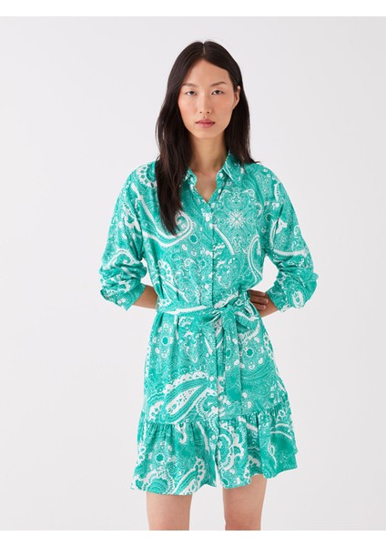 Yeni Sezon Desenli Uzun Kollu Kadın Gömlek Elbise fiyatları