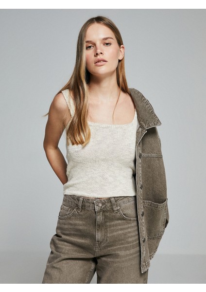 Yeni Sezon U Yaka Kadın Triko Atlet