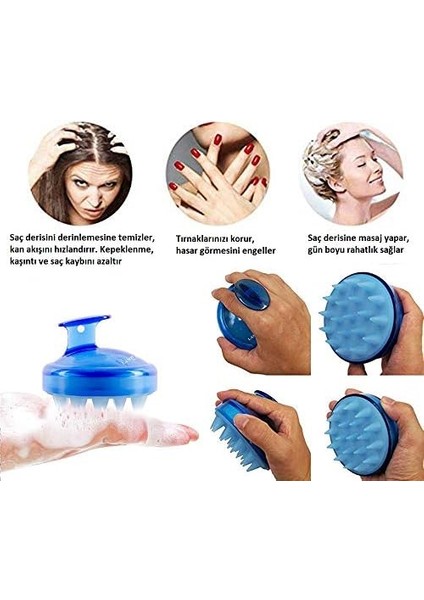 Land Of Myth - LOM1033 Saç Derisi Masaj Şampuan Fırçası, Yetişkin, Çocuk ve Evcil Hayvan Için Yumuşak Silikon Dişli Duş Şampuan Fırçası (Mavi) fiyatları