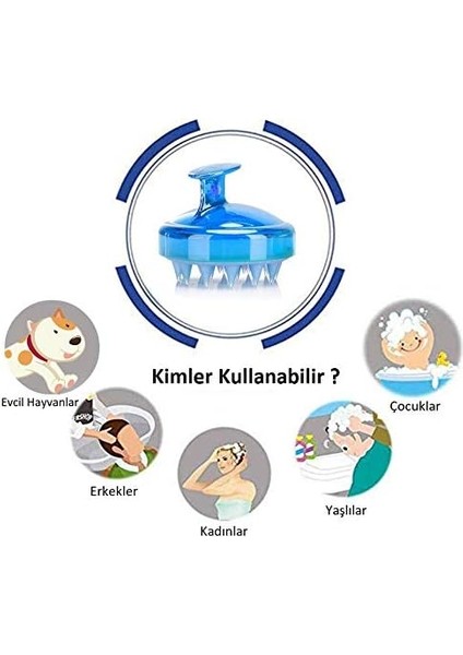 Land Of Myth - LOM1033 Saç Derisi Masaj Şampuan Fırçası, Yetişkin, Çocuk ve Evcil Hayvan Için Yumuşak Silikon Dişli Duş Şampuan Fırçası (Mavi) modelleri