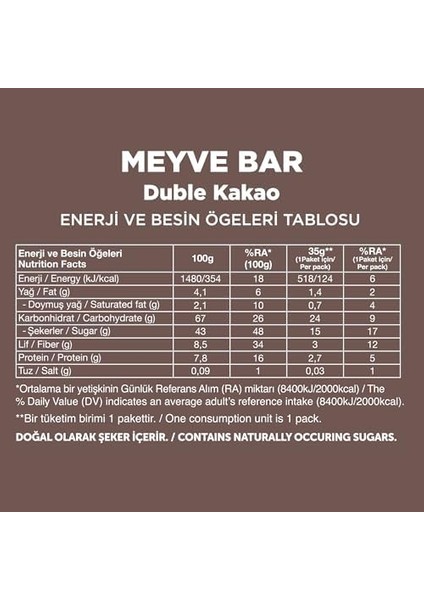 Fellas Meyve Bar, Duble Kakaolu, 35GR x 12 Adet modelleri