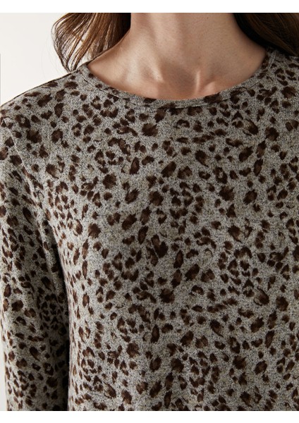 Yeni Sezon Bisiklet Yaka Leopar Desenli Kadın Bluz fırsatları