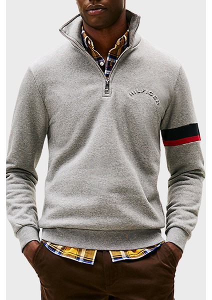 Pamuklu Regular Fit Fermuarlı Dik Yaka Sweat Erkek Sweat MW0MW40480 P91