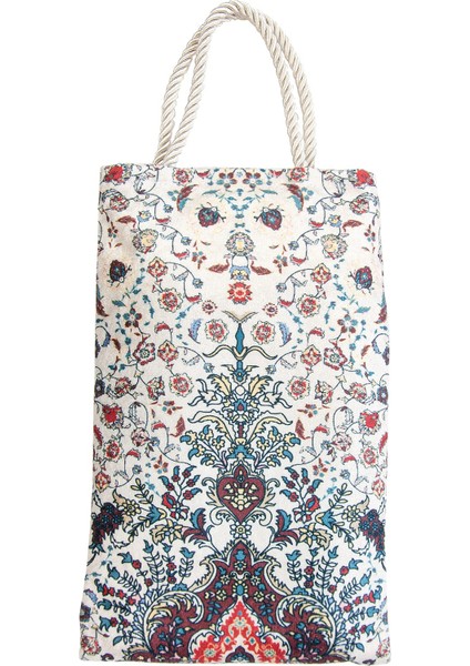 Ipeksi Dokulu Çantalı Kadife Seccade - Çiçek Motifli, Pratik, Taşınabilir - Bordo modelleri