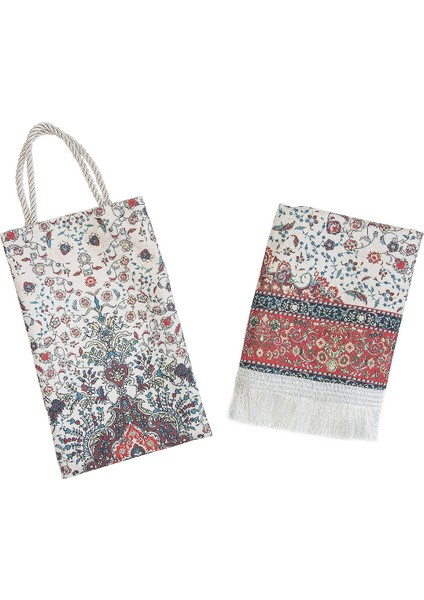 Ipeksi Dokulu Çantalı Kadife Seccade - Çiçek Motifli, Pratik, Taşınabilir - Bordo indirimleri