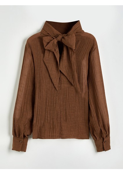 Yeni Sezon Dik Yaka Dokulu Bluz