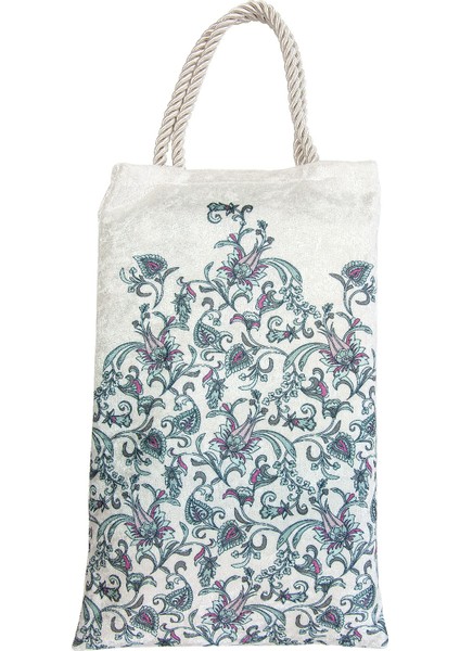 Ipeksi Dokulu Çantalı Kadife Seccade - Lale Desenli, Pratik, Taşınabilir - Mint Yeşili modelleri