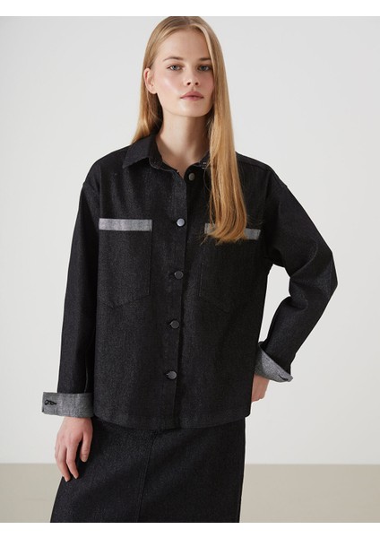 Yeni Sezon Parlak Görünümlü Kadın Jean Gömlek