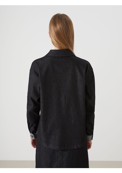 Yeni Sezon Parlak Görünümlü Kadın Jean Gömlek fırsatları