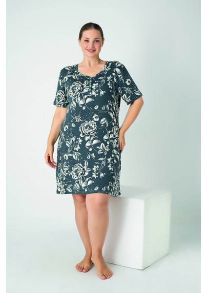 Kadın Battal Viskon Kısakol Gecelik C840-913