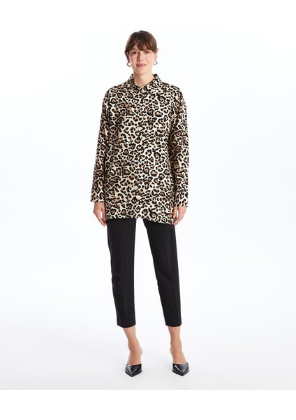 Yeni Sezon Leopar Desenli Oversize Kadın Gömlek modelleri