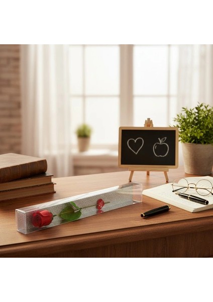 Şeffaf Simli Kutulu Gül - Öğretmenler Günü Hediyesi modelleri