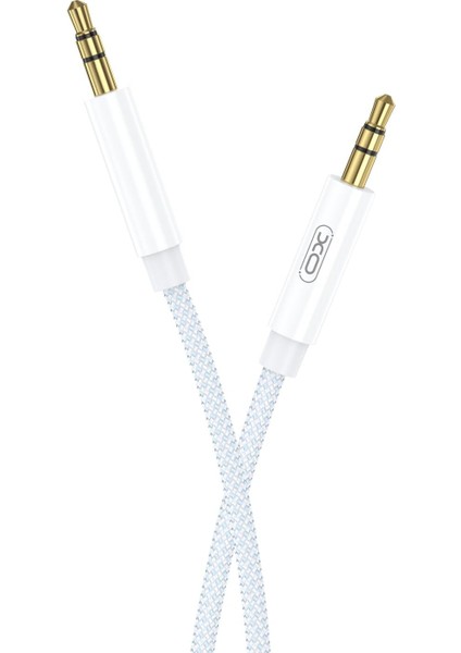 Xo Is Beauty 3.5mm Aux Ses Kablosu R211C, 1 Metre Örgü Kaplama, Araba ve Kulaklık Uyumlu, Hd Ses, Dayanıklı Kablo (Beyaz)