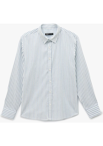 Regular Fit Klasik Yaka Viskon Karışımlı Uzun Kollu Gömlek