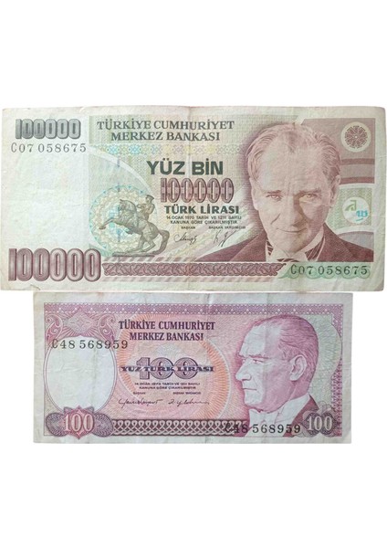 7. Emisyon 1.000.000 ve 100 Türk Lirası C Serisi Koleksiyon Kağıt Para