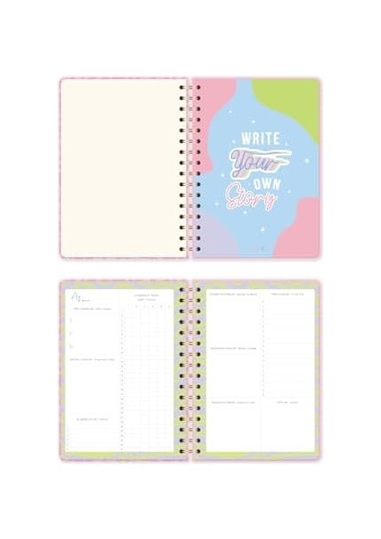 A5 Spiralli Süresiz Renkli Planlayıcı Ajanda Motivasyon Sayfalı Pembe modelleri