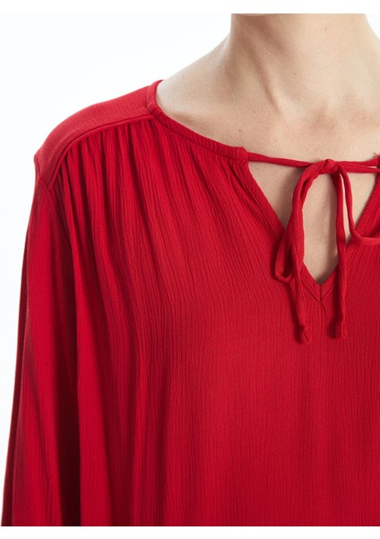 Yeni Sezon Kadın Bağlamalı Yaka Düz Bluz modelleri