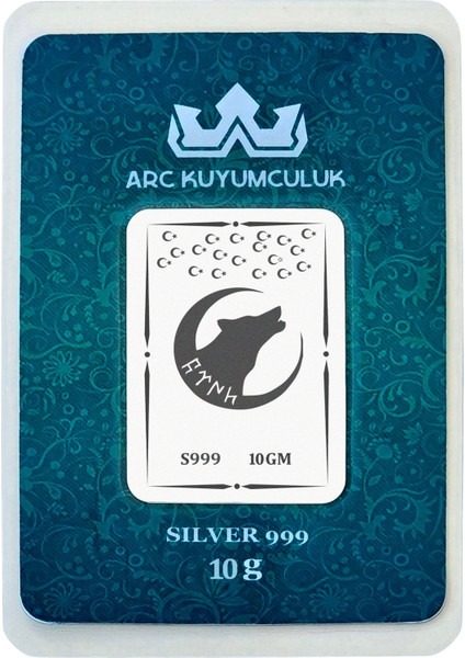 999 Ayar Gümüş ile Tasarlanmış Kurt ve Ay Yıldız Temalı Hediyeye Özel 10 Gram Gümüş KÜLÇESI-789
