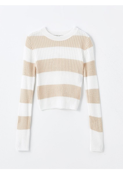 Yeni Sezon Bisiklet Yaka Çizgili Uzun Kollu Crop Kadın Triko Kazak indirimleri