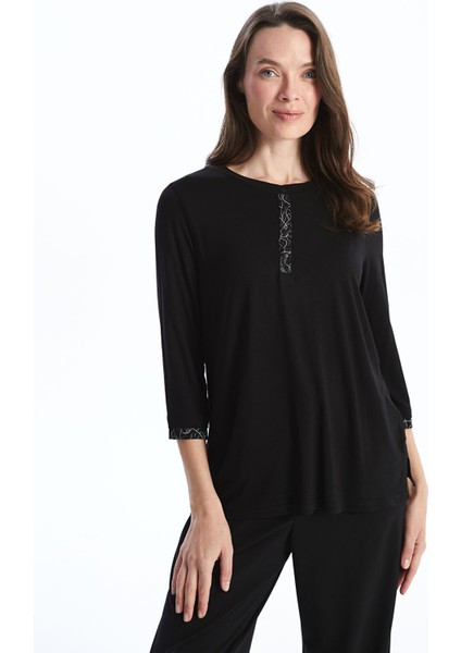 Yeni Sezon Bisiklet Yaka Desenli Kadın Bluz