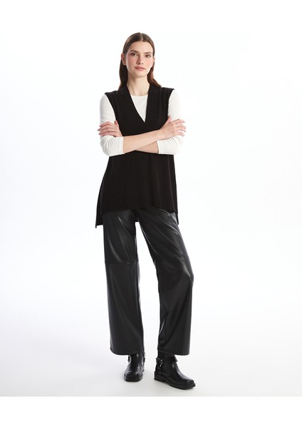 Yeni Sezon Kadın V Yaka Düz Triko Süveter fiyatları