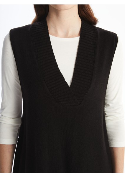 Yeni Sezon Kadın V Yaka Düz Triko Süveter modelleri