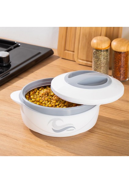 3149 1000 ml Yemek Termosu - Sızdırmaz Kilitlenebilir Kapak Paslanmaz Çelik Sefer Tası - Beyaz