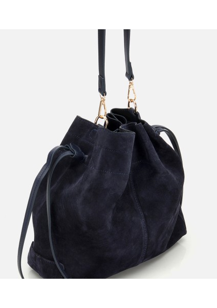 03CAH316270A680 KADIN Süet Deri Lacivert Bucket Omuz Çantası indirimleri