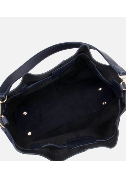 03CAH316270A680 KADIN Süet Deri Lacivert Bucket Omuz Çantası