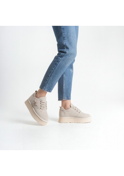 Kadın Halat Bağcıklı Süet Yıldız Detaylı Kalın Taban Bot & Bootie fiyatları