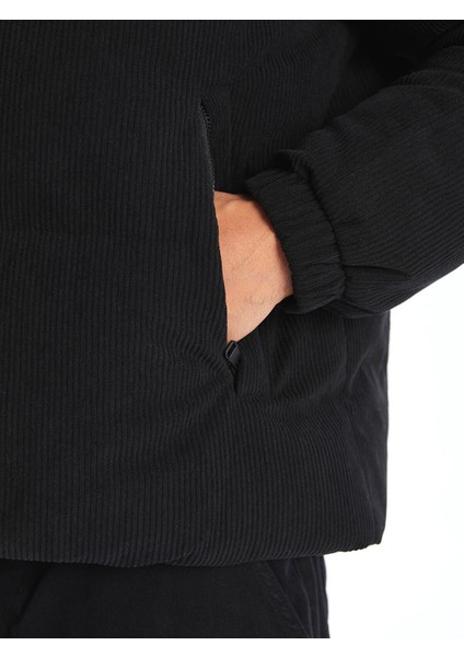 Yeni Sezon Standart Kalıp Dik Yaka Kadife Erkek Şişme Mont modelleri