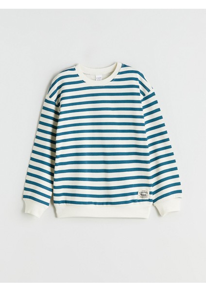 Yeni Sezon Bisiklet Yaka Çizgili Erkek Çocuk Sweatshirt