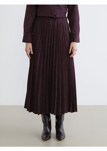 Yeni Sezon Beli Lastikli Süet Görünümlü Pileli Etek fiyatları